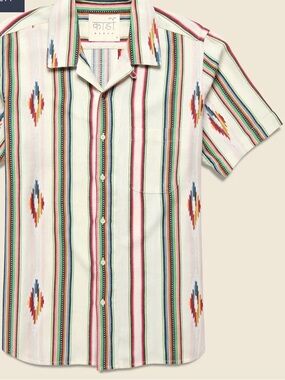 NWOT - Kardo Handwoven Blanket Stripe Shirt - Ecru - Size L